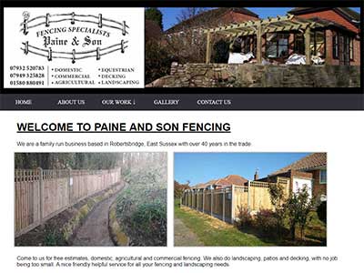 Paine & Son Fencing. Bespoke website design for a company in Robertsbridge, East Sussex